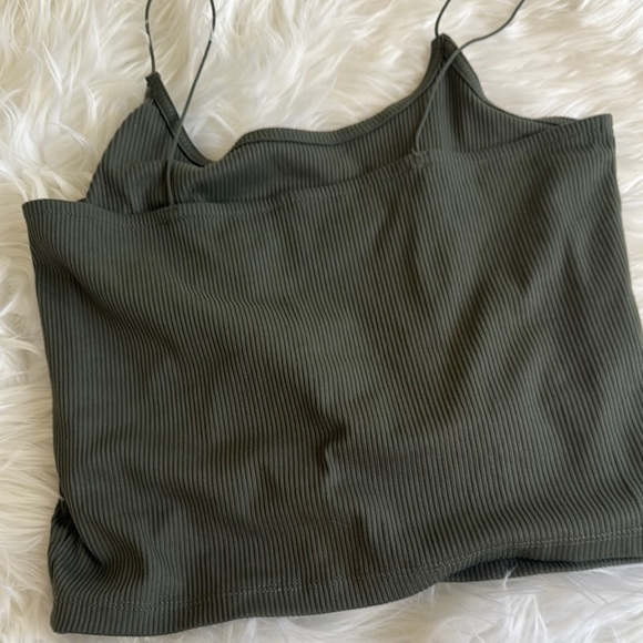Green Ribbed Crop Top - Picture 3 of 9